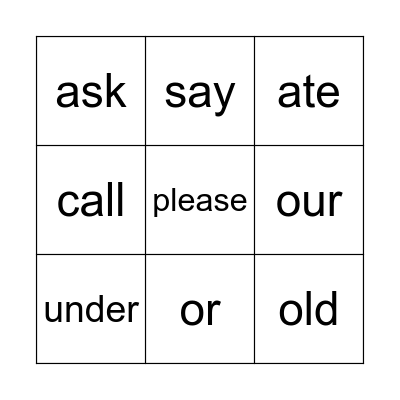 Sight words 10 Bingo Card
