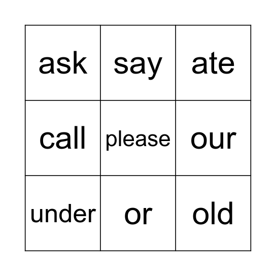 Sight words 10 Bingo Card