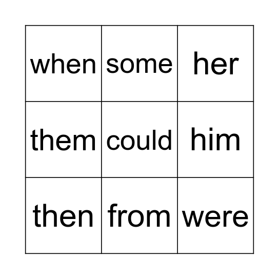 Sight words 11 Bingo Card