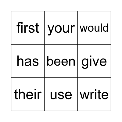 Sight words 13 Bingo Card