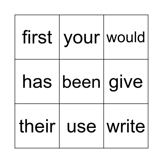 Sight words 13 Bingo Card