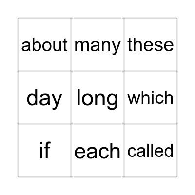 Sight words 14 Bingo Card