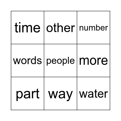 Sight words 15 Bingo Card