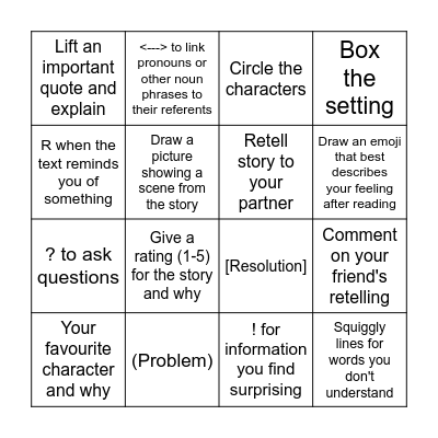 Annotation Bingo Card