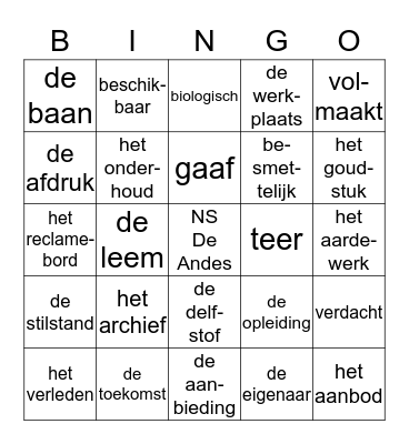 Taalactief thema's 1 en 2  groep 6 Bingo Card