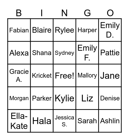 Friendsgiving Name Bingo Card
