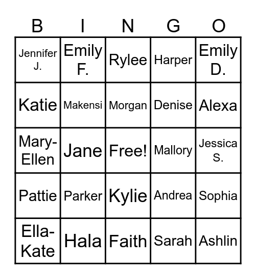 Friendsgiving Name Bingo Card