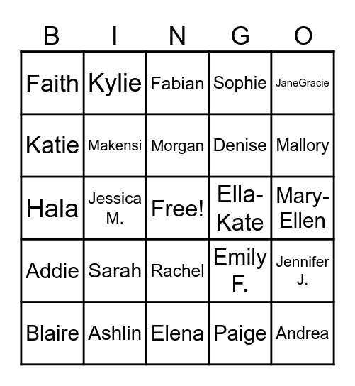 Friendsgiving Name Bingo Card