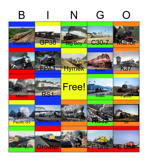 Heritage Railroads that I would like to visit with Carmen before I head to Popeye's one day Bingo Card