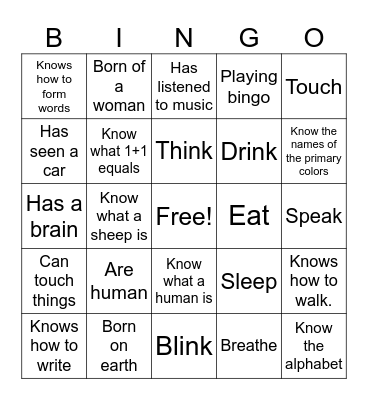 Human Bingo Card