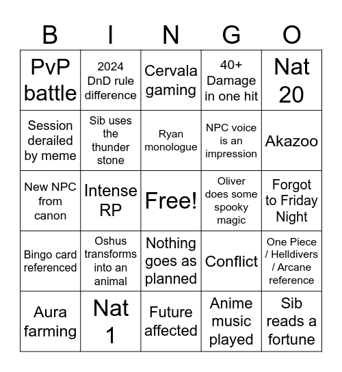 Ancient Times Bingo Card