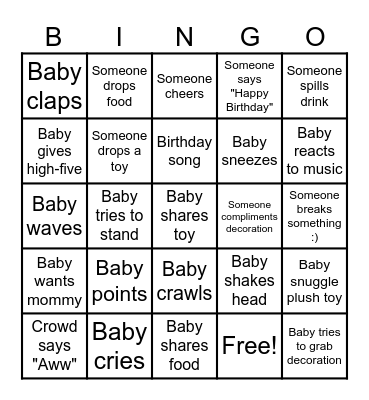 Baby Bingo Card