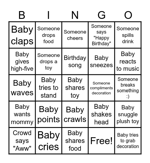 Baby Bingo Card