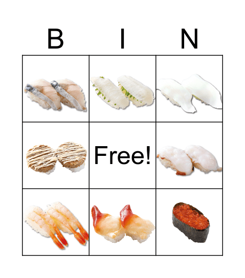 Sushi Bingo Card