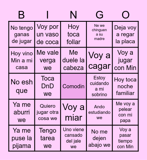 Gaona Top Mamadas Bingo Card