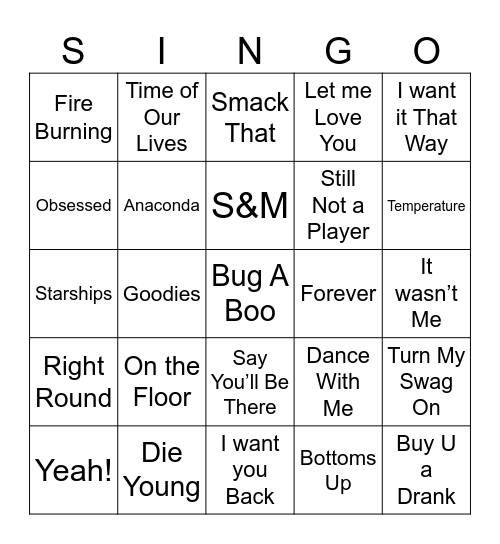 Thanksgiving 2025 SINGO Bingo Card