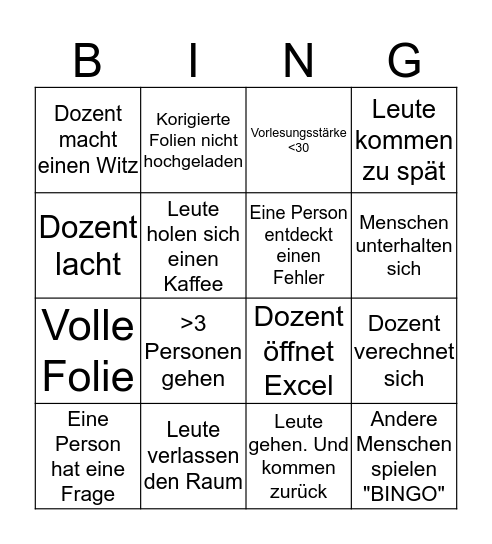 Statisktik Bingo Card