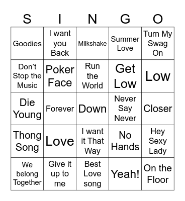 Thanksgiving 2025 SINGO Bingo Card