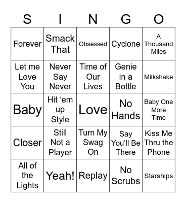 Thanksgiving 2025 SINGO Bingo Card