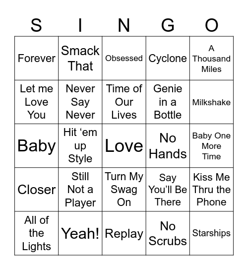 Thanksgiving 2025 SINGO Bingo Card