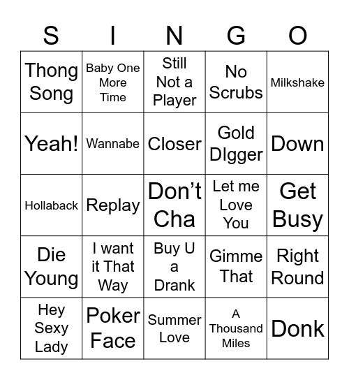 Thanksgiving 2025 SINGO Bingo Card