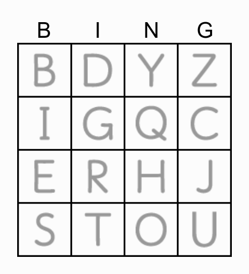 ALPHABETS(アルファベット) Bingo Card