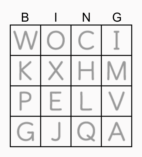 ALPHABETS(アルファベット) Bingo Card