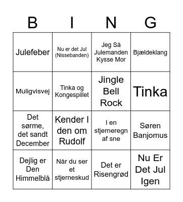 Bingo med julesange Bingo Card