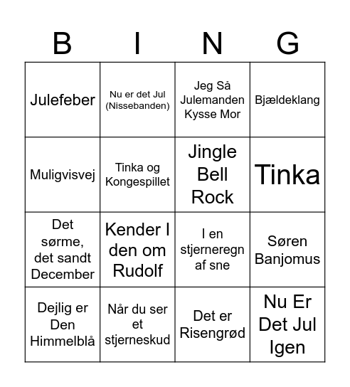 Bingo med julesange Bingo Card