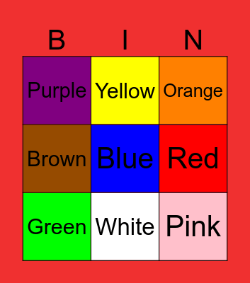 Colors Bingo Card