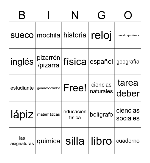 La Clase Bingo Card