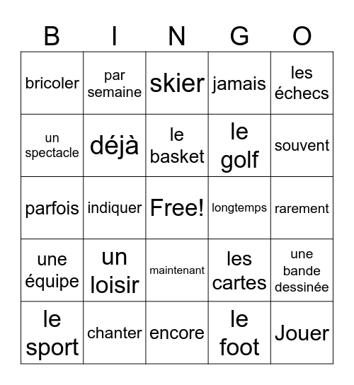 Le Temps Libre Bingo Card