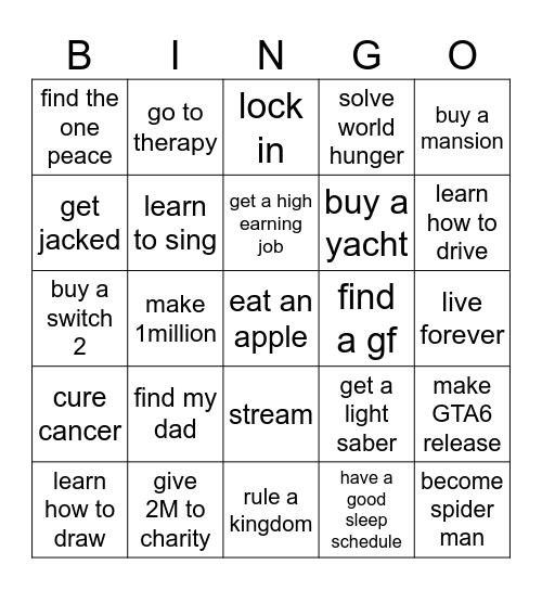 2026 bingo Card