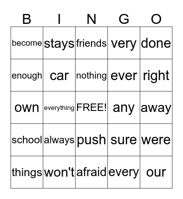 Unit 3 BINGO Words Bingo Card
