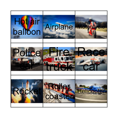 Transportation sounds bingo Card