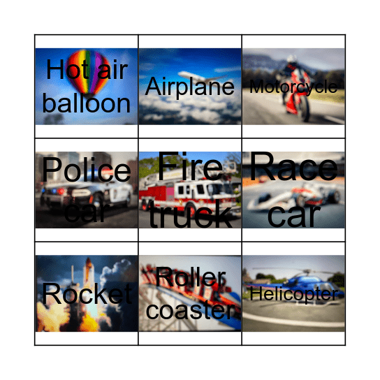 Transportation sounds bingo Card