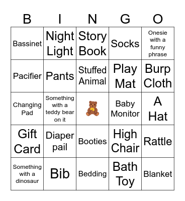 Baby Gift Bingo Card