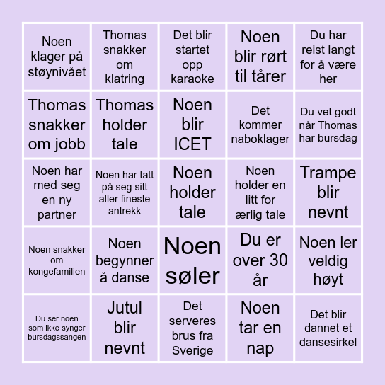 THOMAS 30 ÅR BINGO Card