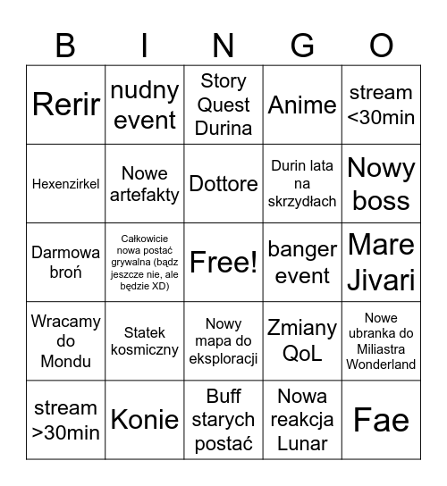 LUNA III Bingo Card
