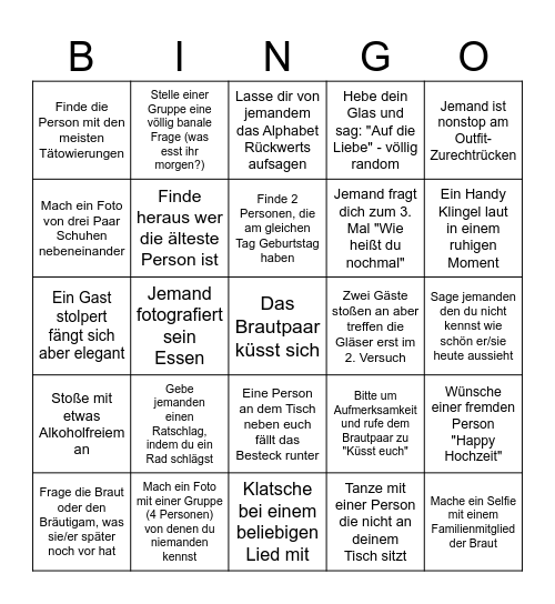 Hochzeit Mike & Yvonne Bingo Card