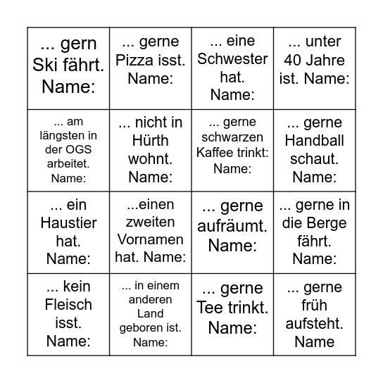 Wusstest Du eigentlich, dass.... Bingo Card