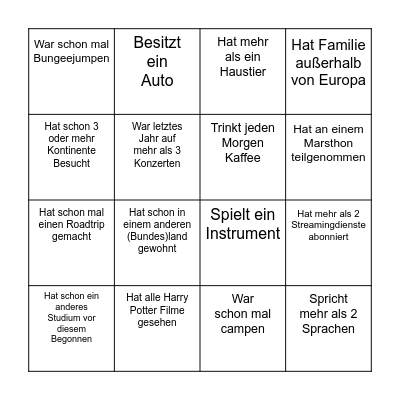 BINGO Card