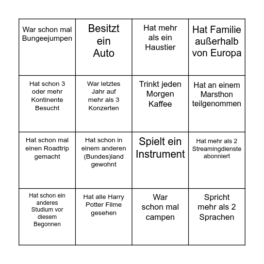 BINGO Card