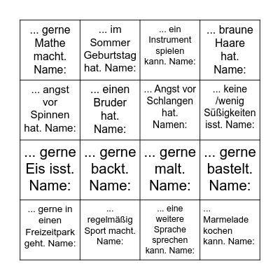 Wusstest Du eigentlich, dass ... Bingo Card