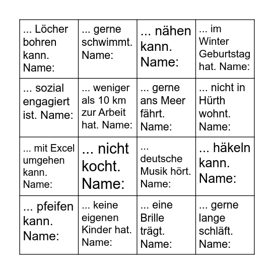 Wusstest Du eigentlich, dass... Bingo Card