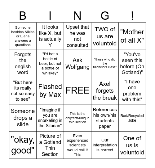 Microfacies Bingo Card
