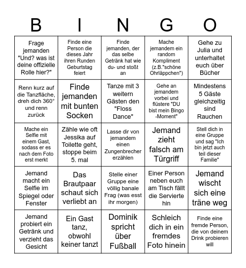 Hochzeit Mike & Yvonne Bingo Card