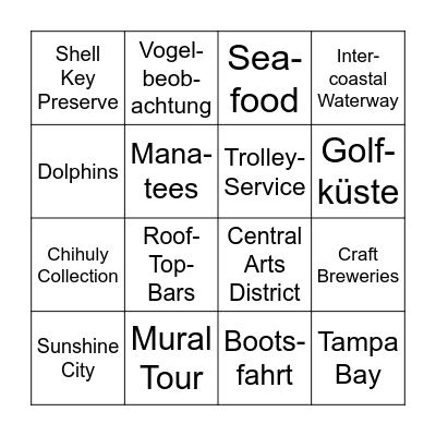 St. Petersburg & Clearwater Bingo Card