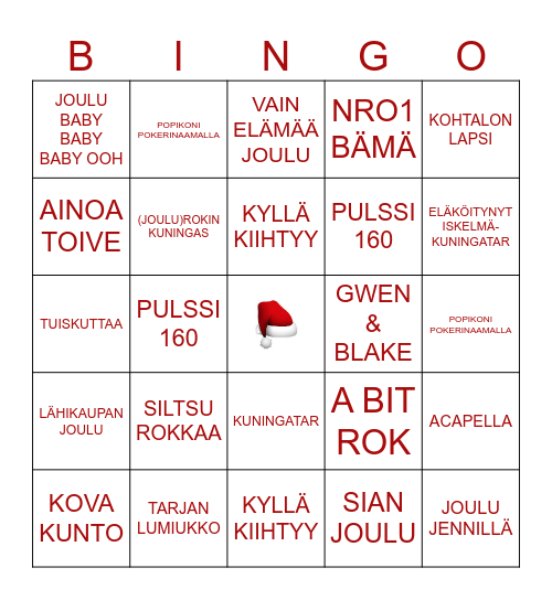 PIKKUJOULUBINGO Card