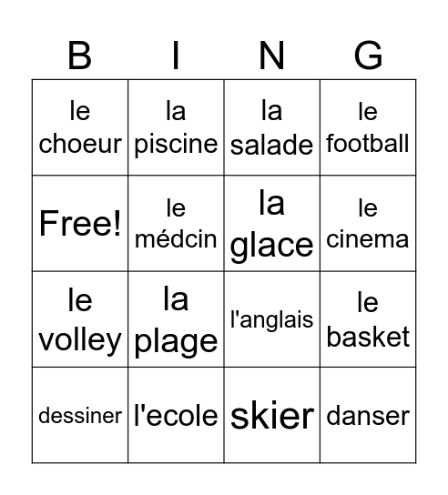 J'aime/Je n'aime pas Bingo Card